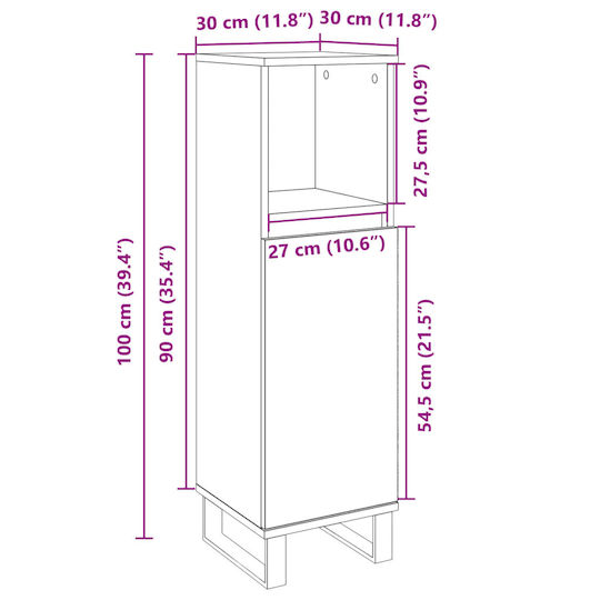vidaXL Floor Bathroom Column Cabinet L30xD30xH100cm Sonoma