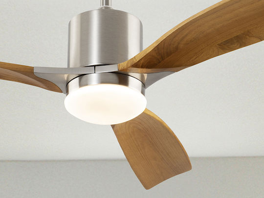 Schuller Ceiling Fan 132cm with Light Fixture Brown / Silver