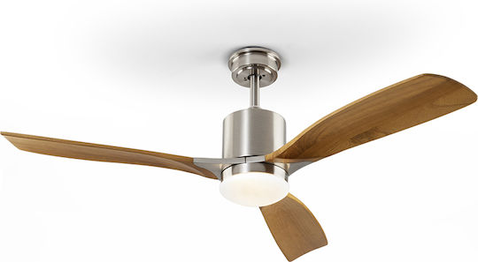 Schuller Ceiling Fan 132cm with Light Fixture Brown / Silver