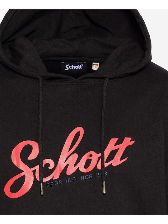 Schott Men's Sweatshirt with Hood and Pockets Black