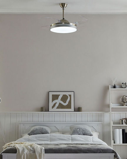 Beliani Ibar Ceiling Fan 50cm with Light Fixture Silver