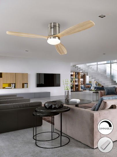 Siroco Ventilator De Tavan 132cm Cu Lentile De Mărire Bej / Argintiu