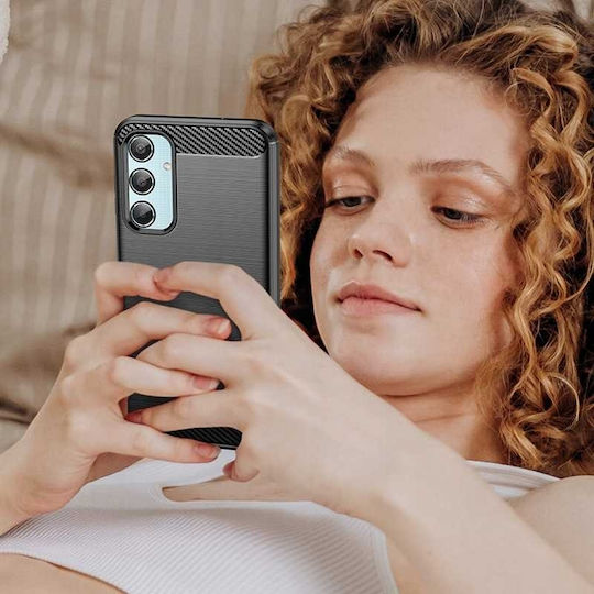 Spacecase Carbon Задна корица Силикон Черен (Samsung Galaxy M35, Spacecase)
