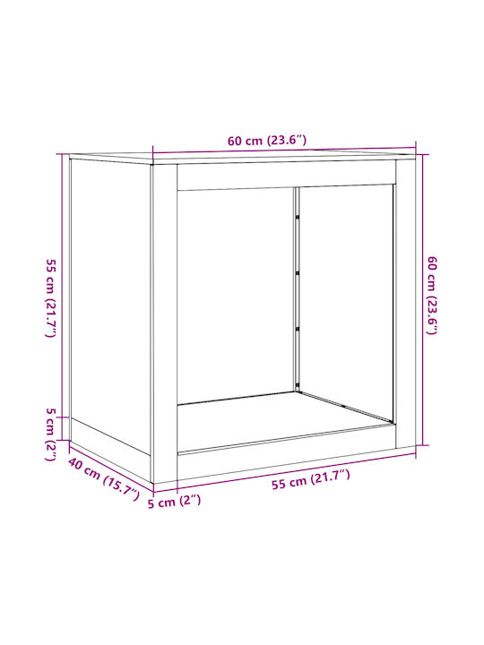 vidaXL Μεταλλικό Ράφι Αποθήκευσης Ξύλων 60x40x60cm Γκρι