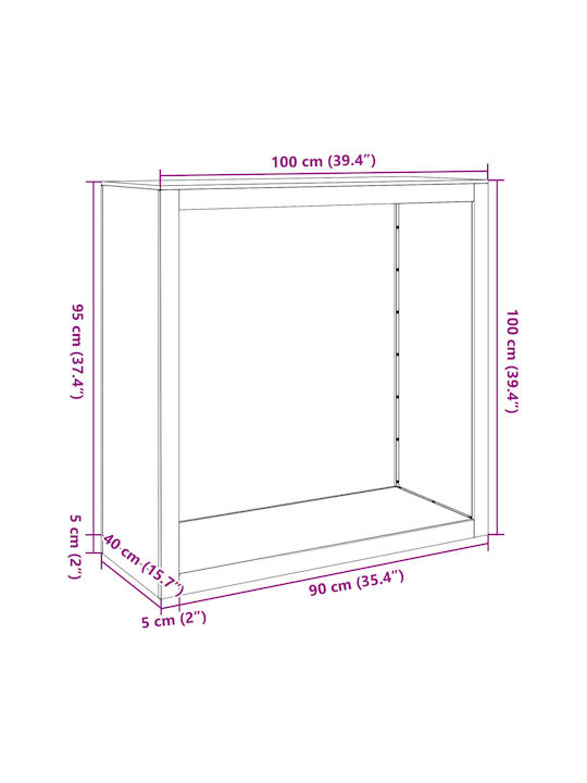 vidaXL Metalic Raft Depozitare lemne 100x40x100cm Maro