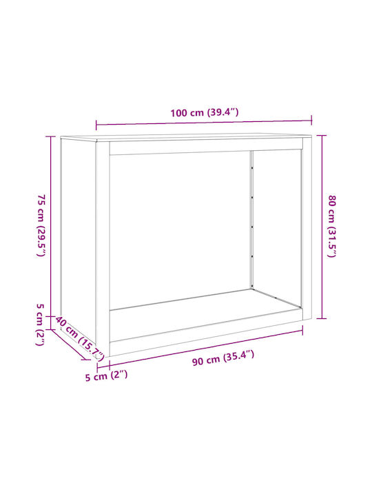 vidaXL Μεταλλικό Ράφι Αποθήκευσης Ξύλων 100x40x80cm Γκρι
