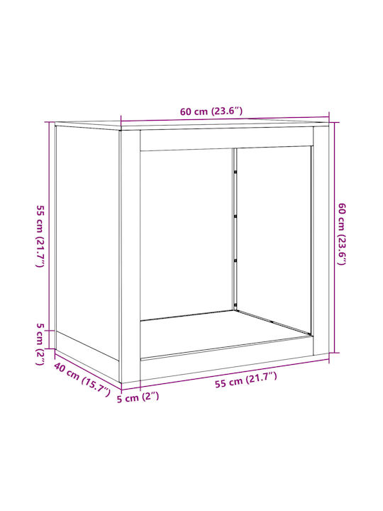 vidaXL Μεταλλικό Ράφι Αποθήκευσης Ξύλων 60x40x60cm Γκρι