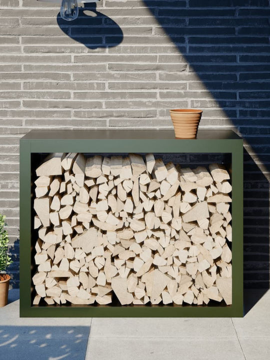 vidaXL Μεταλλικό Ράφι Αποθήκευσης Ξύλων 100x40x80cm Πράσινο