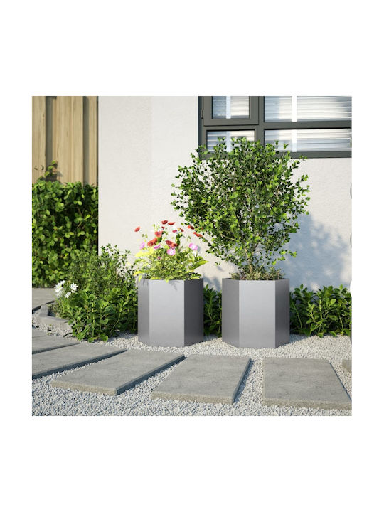 vidaXL Planter Box 46x45cm Set 2pcs Silver 851119