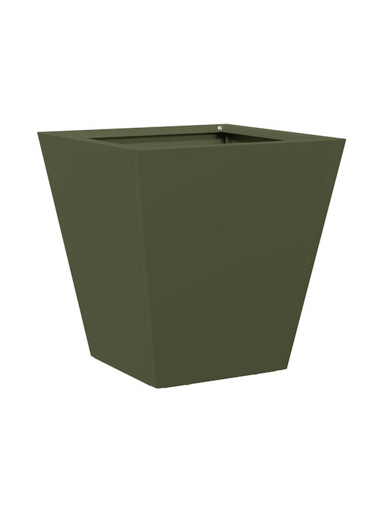 vidaXL Set 2 Planters Metal Olive, Green