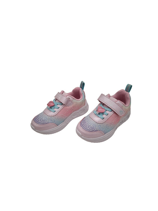 Bacio & Bacio Kinder-Sneaker Αθλητικά mit Klettverschluss & Lichtern Rosa