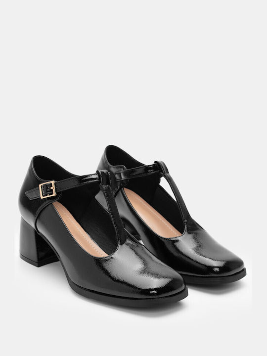 Luigi Patent Leather Pointed Toe Black Medium Heels