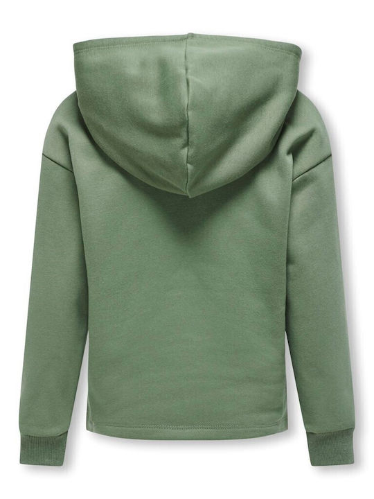Fleece Παιδικό Φούτερ με Κουκούλα και Τσέπες Χακί