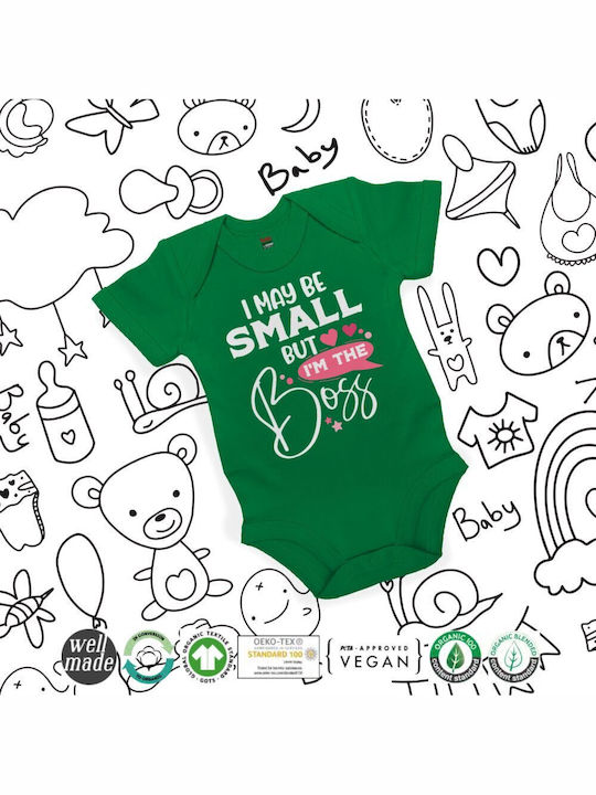 Koupakoupa I May Be Small But I'm The Boss Baby Bodysuit Short-Sleeved green