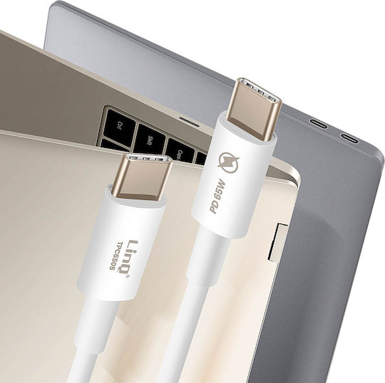 LinQ USB 2.0 Kabel USB-C männlich - USB-C 65W PD Weiß 1,8m TPC6505