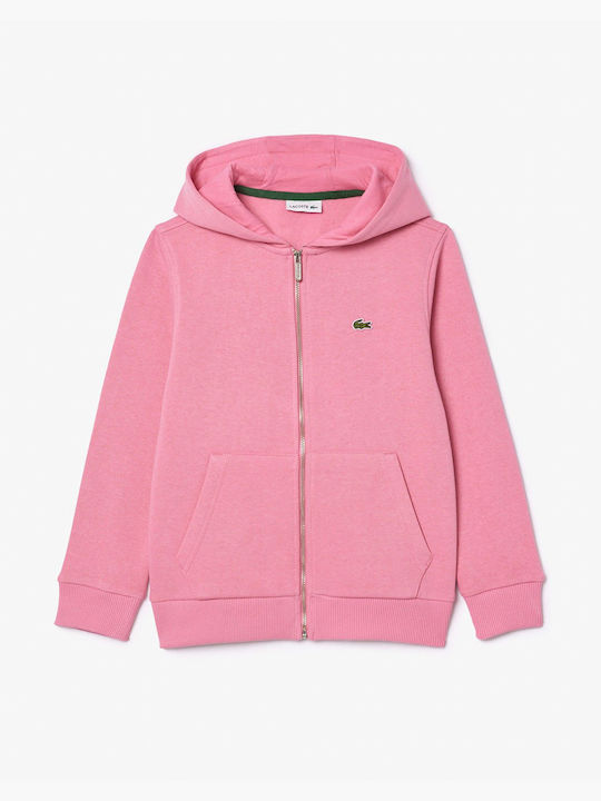 Lacoste Kids Sweatshirt Cardigan with Hood Pink