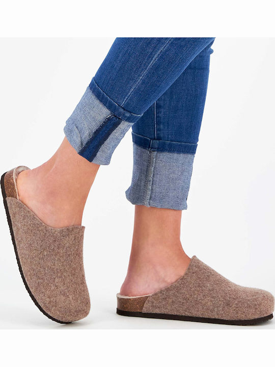 Luise Anatomical Woolen Women's Slippers Brown