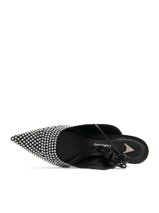 Leder Pumps mit Riemchen & hoher Absatz Silber