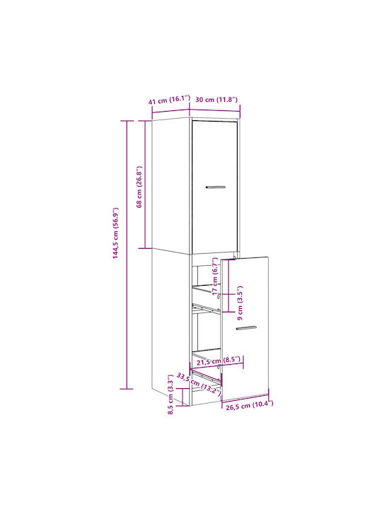 Schublade Büro Coffee 30x41x144.5cm