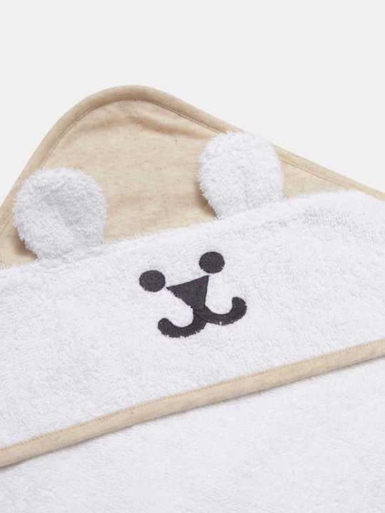 Guess Hooded Baby Bath Towel Beige