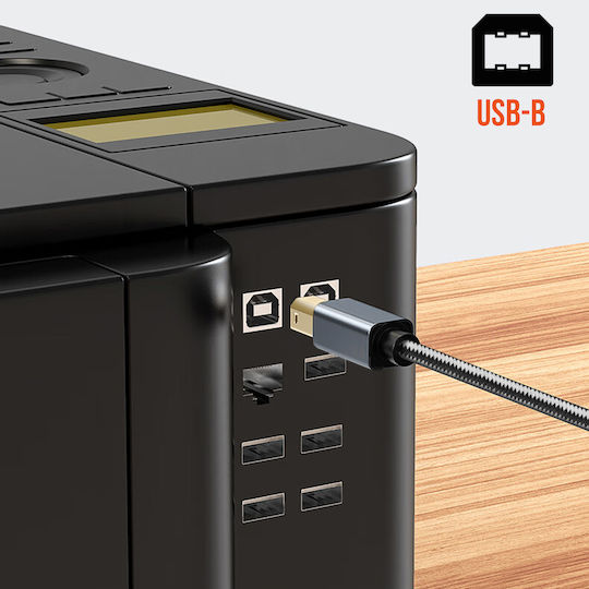 LinQ USB 2.0 Кабел USB-A мъжки - USB-B мъжки Черен 3м U2330