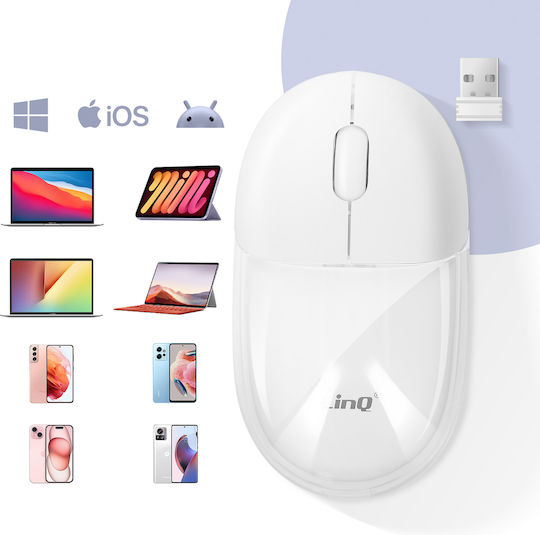 LinQ W707 Ασύρματο Εργονομικό Bluetooth Ποντίκι Λευκό