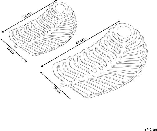 Beliani Set Platouri Decorative din Argint Argintiu 2 Bucăți