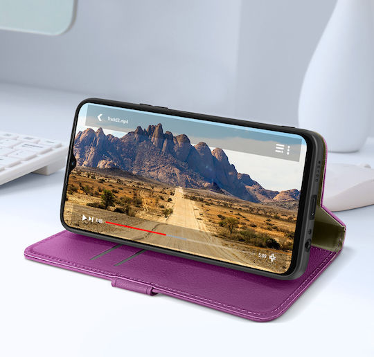 Husă Avizar Honor X6a Suport Video Imitatie Piele Mov