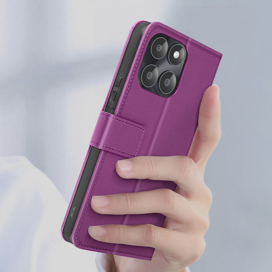 Husă Avizar Honor X6a Suport Video Imitatie Piele Mov