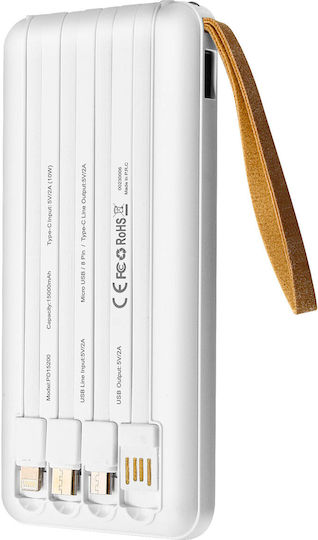 LinQ PD15200 Ηλιακό Power Bank 15000mAh Λευκό