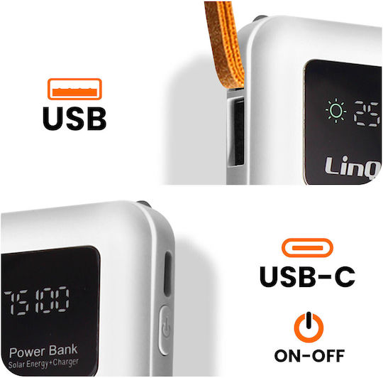 LinQ PD15200 Ηλιακό Power Bank 15000mAh Λευκό