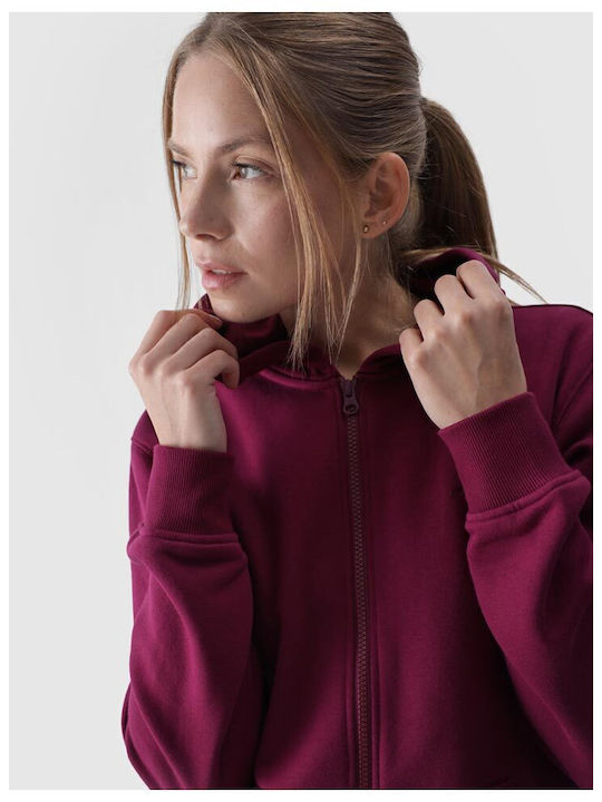 Women's Sweatshirt Jacket Hooded Burgundy