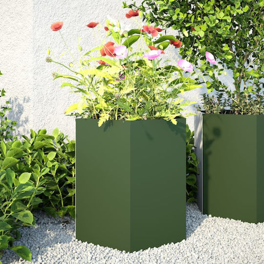 vidaXL Set 2 Metallische Blumenkästen Grün-Limette 40cm