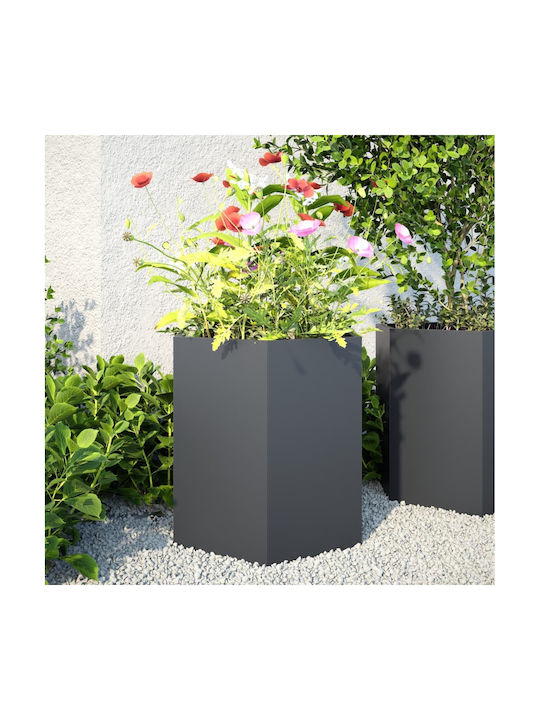 vidaXL Set 2 Jardiniere Metalice Cărbune de lemn