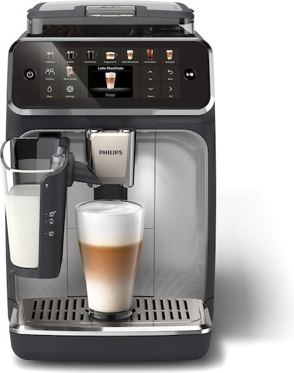 Philips Lattego Αυτόματη Μηχανή Espresso 1500W Πίεσης 15bar για Cappuccino με Μύλο Άλεσης Ασημί EP5546/70