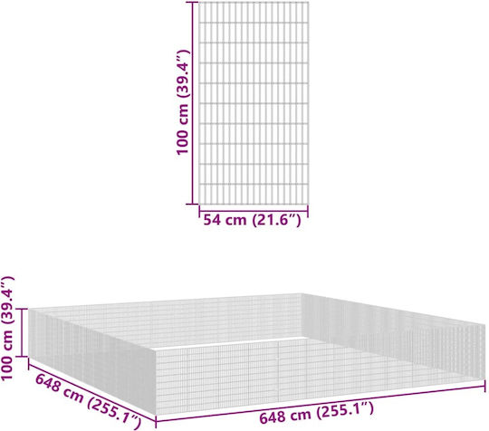 vidaXL 3321350 Galvanized Steel Cage for Rabbits 54x100