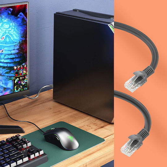 LinQ U/UTP Кат.6 (Gigabit) Мрежов Кабел Ethernet 15м Сив
