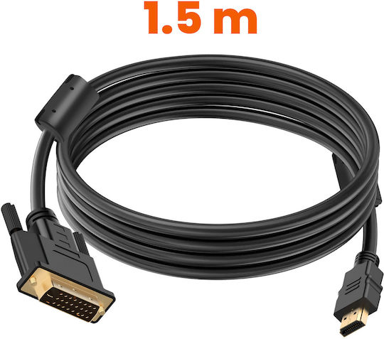 LinQ 1.5m DVI-D male to HDMI male Cable Black (A2090B)