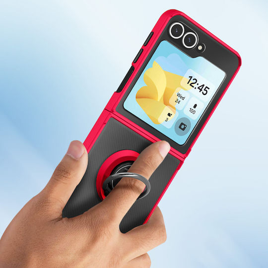 Ring Back Cover Μεταλλικό Κόκκινο (Galaxy Z Flip6 / Z Flip7 FE)