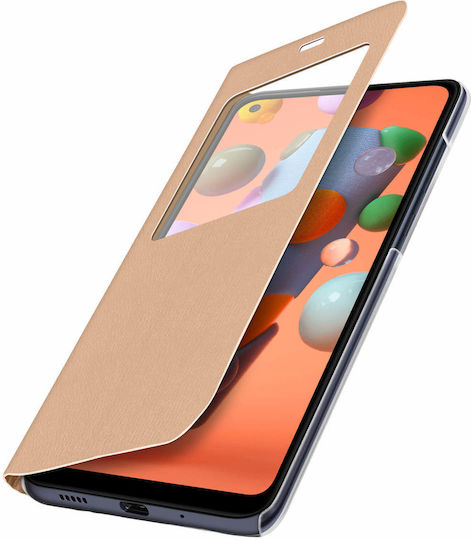 Husă Clear View Samsung Galaxy A11 M11 Ultra-subțire Aurie