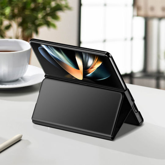 Калъф Clear View за Samsung Galaxy Z Fold 4, огледален капак, стойка за видео, черен