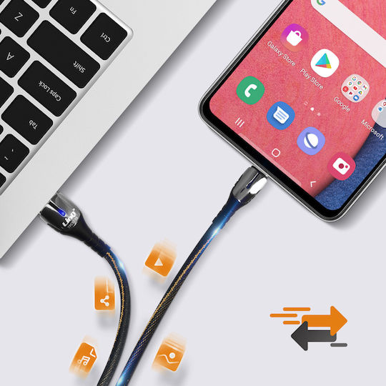 LinQ Braided USB 2.0 Cable USB-C Male - USB-A 20W Black 1.2m