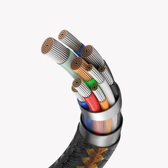 LinQ Braided USB 2.0 Cable USB-C Male - USB-A 20W Black 1.2m