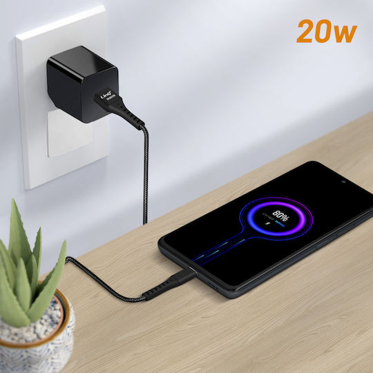 LinQ Braided USB 2.0 Cable USB-C male - USB-A 20W Μαύρο 1.2m TPC9729