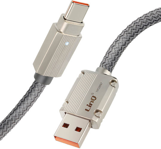 LinQ Braided USB 2.0 Cable USB-C male - USB-A Γκρι 1.2m TPC9997