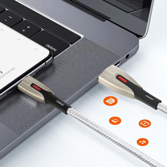 LinQ Плетен USB 2.0 Кабел USB-C Мъжки - USB-A Сребрист 1.2м TPC-9260
