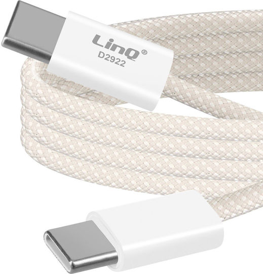 LinQ Geflochten USB 2.0 Kabel USB-C männlich - USB-C 60W Weiß 2m (D2922)