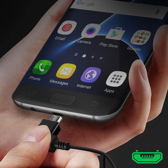 Avizar Ъгъл (90°) USB 2.0 Кабел USB-C мъжки - микро USB-A мъжки Черен 0.3м