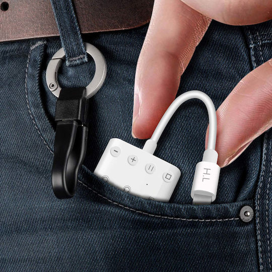 Microlink Конвертор Lightning мъжки към 3.5mm / USB-C женски Бял 1 брой ADA-HL108