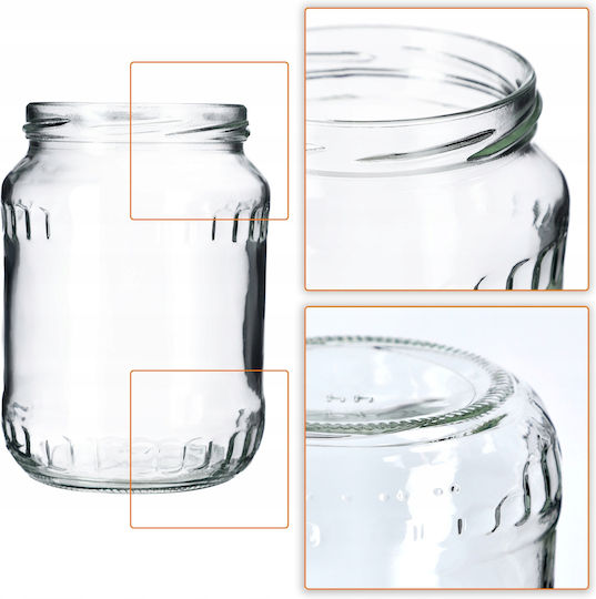 Kadax 8x Borcan 720ml Borcane de Sticlă Conservă Murături Miere Capace Fi82